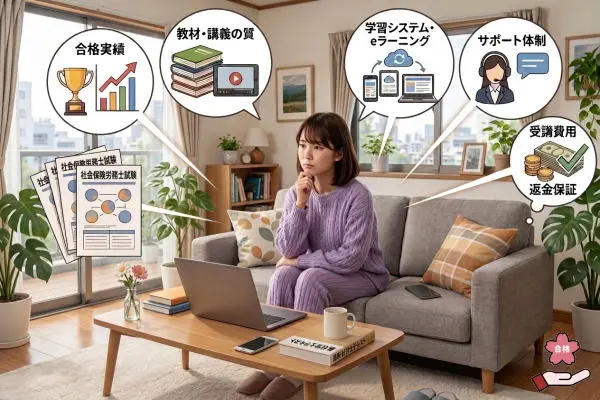 社労士通信講座をどれにするか悩む女性